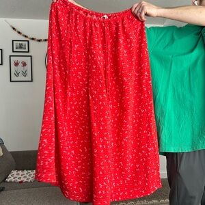 Red ditsy floral Free People pants